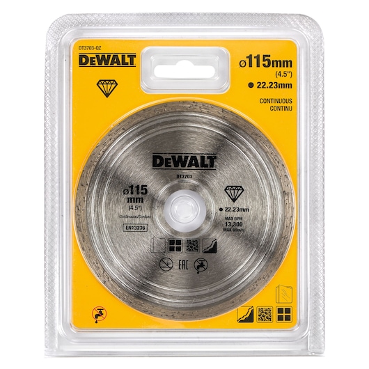 HIGH PERFORMANCE DIAMOND CUTTING DISC CONTINUOUS RIM 115MM X 22.23MM