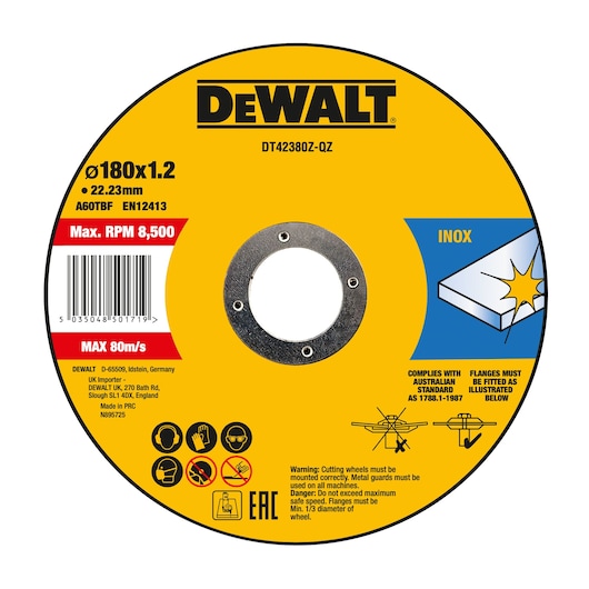 180 x 1.6 x 22.23mm INOX Thin Cut cutting wheel (25 Pack)
