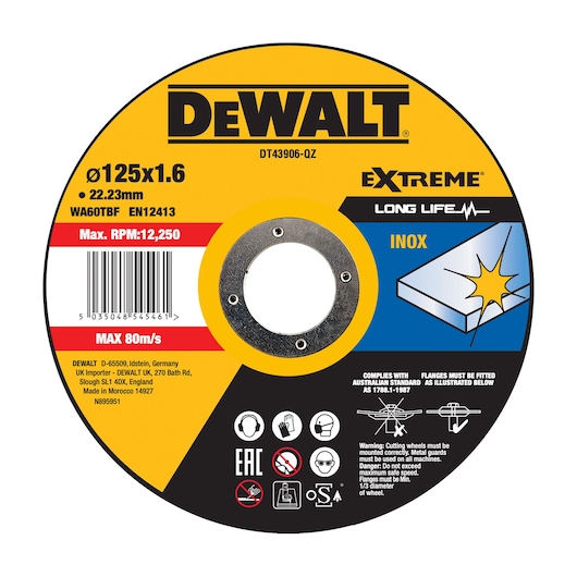 EXTREME 125 x 1.6 x 22.23mm Cutting INOX