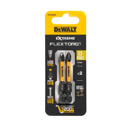 Pack of x2 PH2 57mm Flextorq 3.0 bits