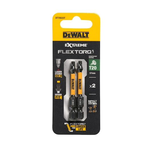 Pack of x2 T20 57mm Flextorq 3.0 bits
