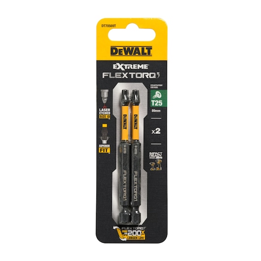 Pack of x2 T25 89mm Flextorq 3.0 bits
