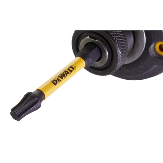 Close up of FlexTorq screwdriver bit Torx head set in impact driver