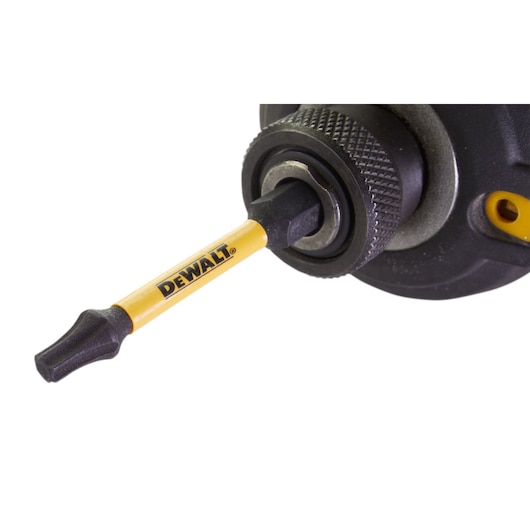 Close up of FlexTorq screwdriver bit Torx head set in impact driver