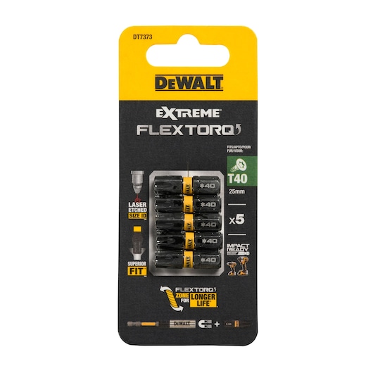 Pack of x5 T40 25mm Flextorq 3.0 bits