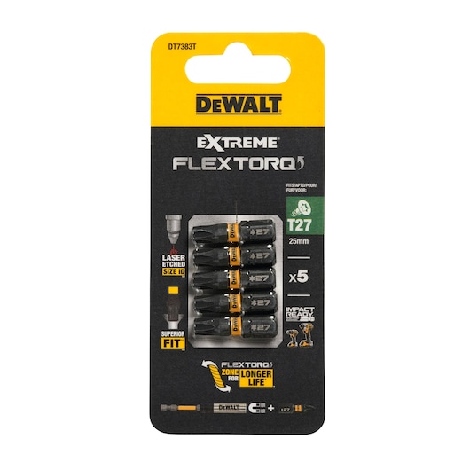 Pack of x5 T27 25mm Flextorq 3.0 bits