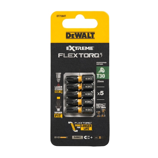 Pack of x5 T15 57mm Flextorq 3.0 bits