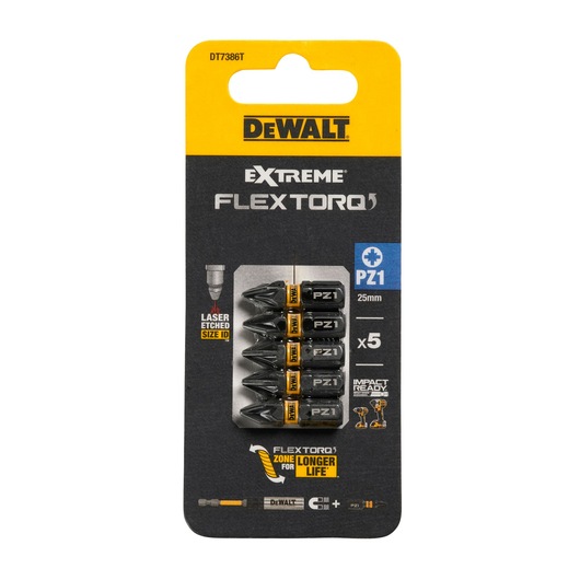 Pack of x5 PZ1 25mm Flextorq 3.0 bits