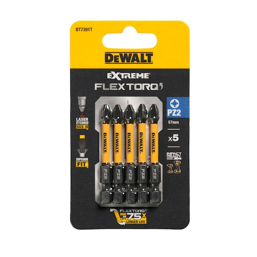 Pack of x5 PZ2 57mm Flextorq 3.0 bits