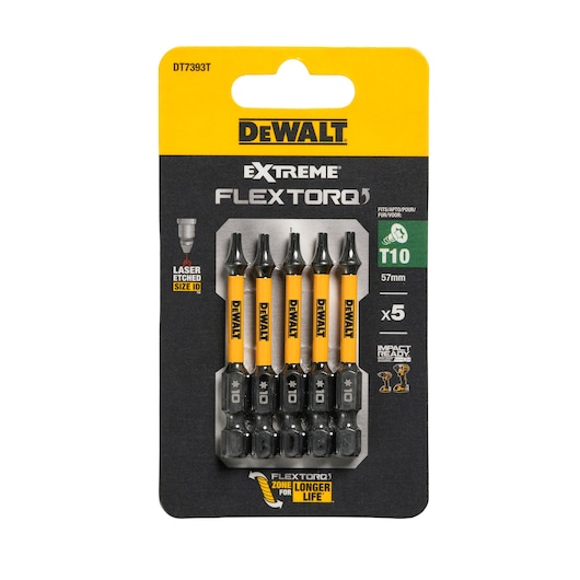 Pack of x5 T10 57mm Flextorq 3.0 bits