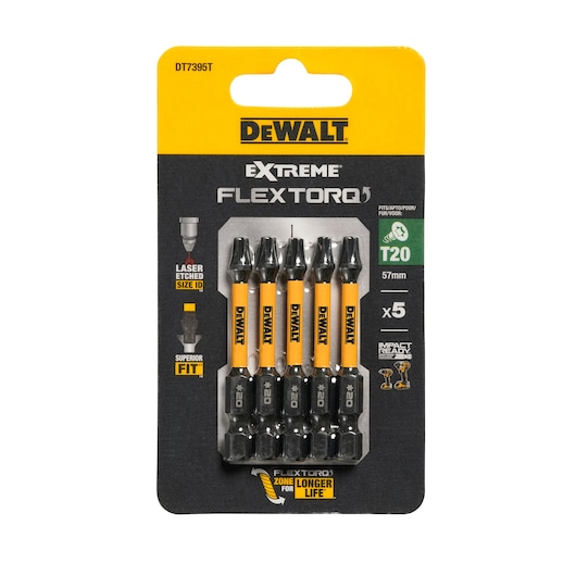 Pack of x5 T20 57mm Flextorq 3.0 bits