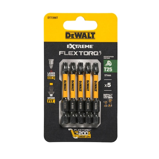 Pack of x5 T25 57mm Flextorq 3.0 bits