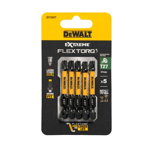 Pack of x5 T27 57mm Flextorq 3.0 bits