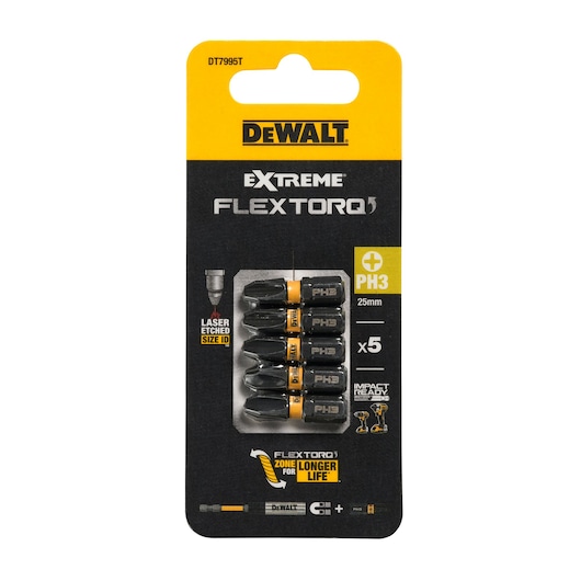 Pack of x5 PH3 57mm Flextorq 3.0 bits