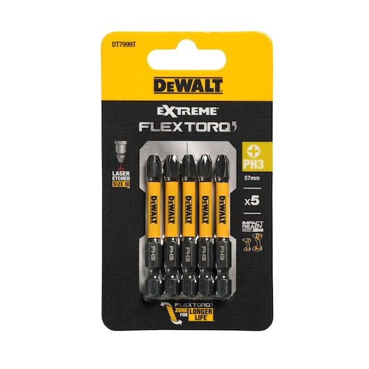 Pack of x5 PH3 57mm Flextorq 3.0 bits