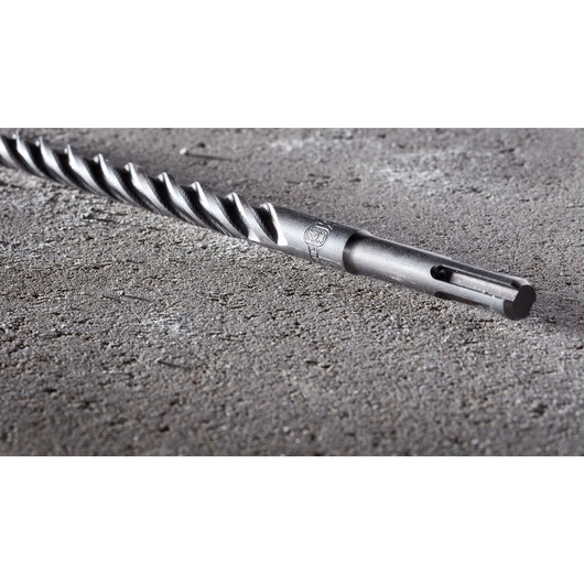 Elite Series Bit on angle on concrete close up of SDS fitment