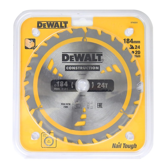 CONSTRUCTION CIRCULAR SAW BLADE (184MM X 24T) (16/20 mm)