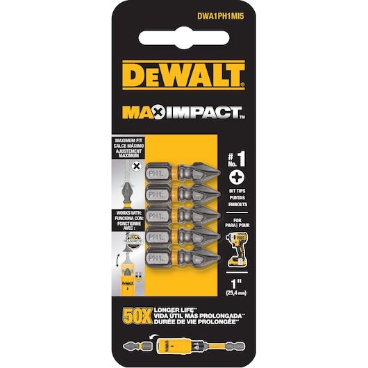 MAX IMPACT™ 25MM PH1 INSERT BIT 5 PACK