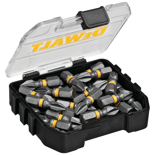 Max Impact Screwdriving Bit with Tough Case System storage box opened.