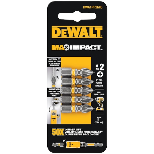 MAX IMPACT 25 millimeter PH2 INSERT BIT 5 PACK.