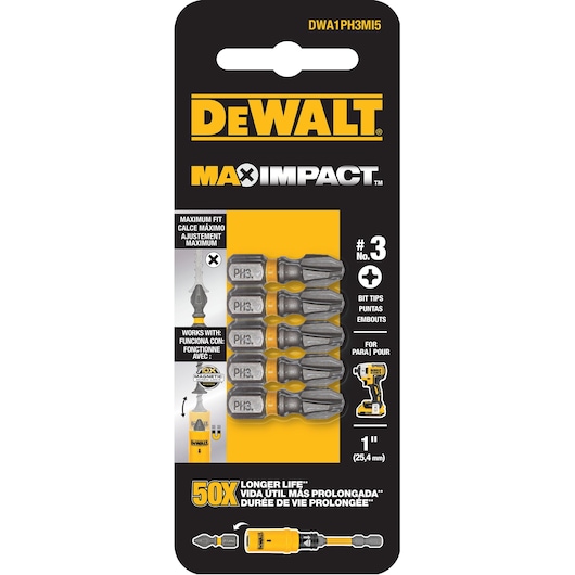 MAX IMPACT™ 25MM PH3 INSERT BIT 5 PACK