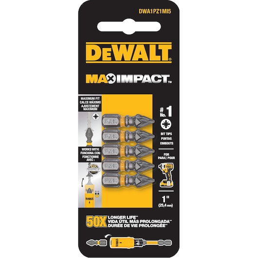 MAX IMPACT™ 25MM PZ1 INSERT BIT 5 PACK