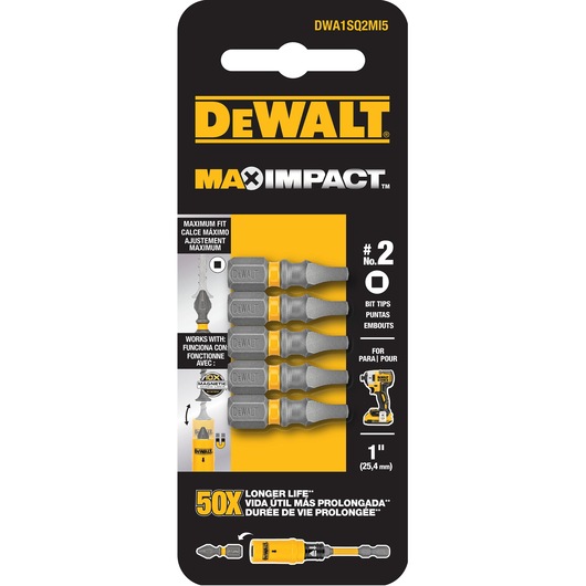 MAX IMPACT™ 25MM SQ2 INSERT BIT 5 PACK