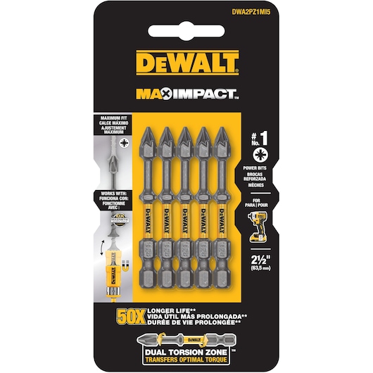 MAX IMPACT™ 63.5MM PZ1 POWER BIT 5 PACK