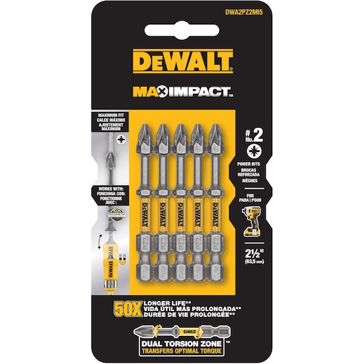 MAX IMPACT™ 63.5MM PZ2 POWER BIT 5 PACK