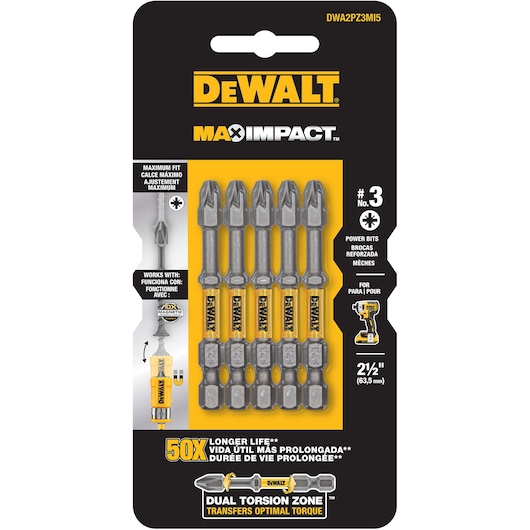 MAX IMPACT™ 63.5MM PZ3 POWER BIT 5 PACK