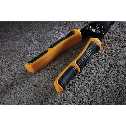 Bi material handles feature of Compound Action Long Nose Pliers.