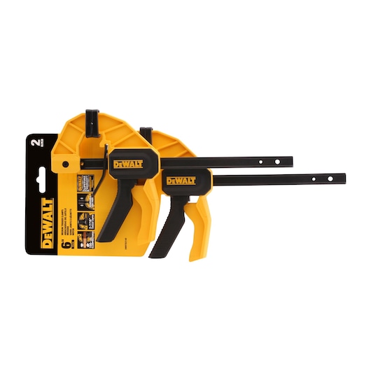 Profile of  6 inch Medium Bar Clamps 2 Pack in packaging.