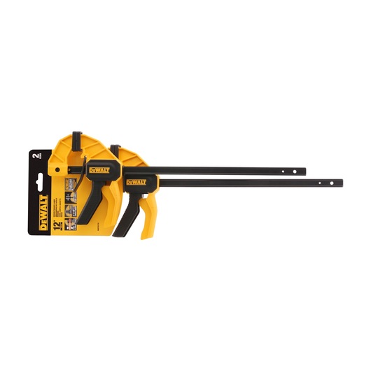 Profile of  12 inch Medium Bar Clamps 2 Pack in packaging.