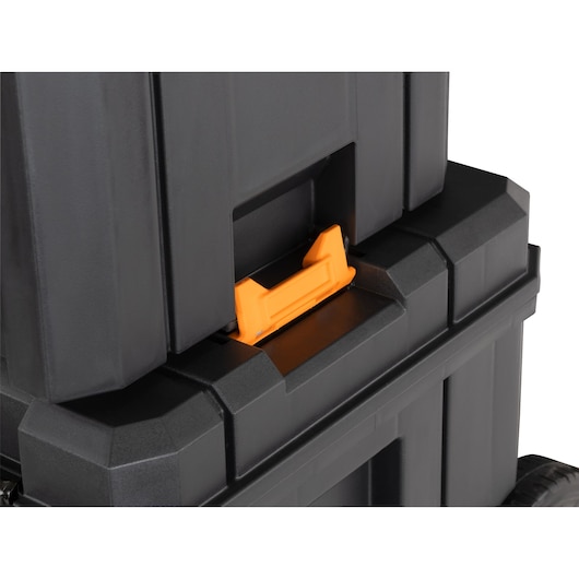Limited Editon DEWALT/McLaren TSTAK 3-IN-1 Rolling Workshop close-up of lock