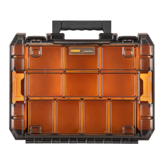 Limited Editon DEWALT/McLaren TSTAK 3-IN-1 Rolling Workshop clear-lid organiser standing up